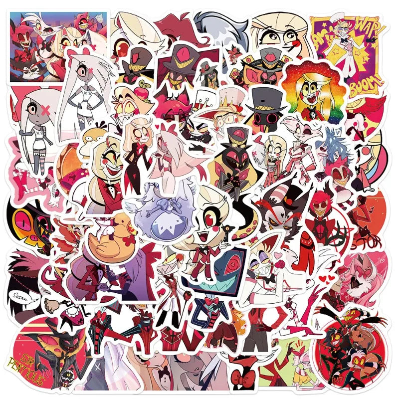 50pcs Hazbin Hotel Stickers for Laptop, Phone, Car, Scooter, Water Bottle, Suitcase, Refrigerator (Online Order Only)