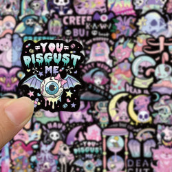 10/30/56pcs Cute Gothic Dark Horror Stickers Halloween Imp Skull Cartoon Decals for Kids Notebook Laptop Guitar Car Sticker Toy (ONLINE ORDER ONLY)