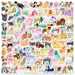 100pcs Mini Size Cute Cartoon Animals Dogs Stickers For Luggage Laptop Phone Skateboard Waterproof Graffiti Vinyl Decals (Online Order Only)