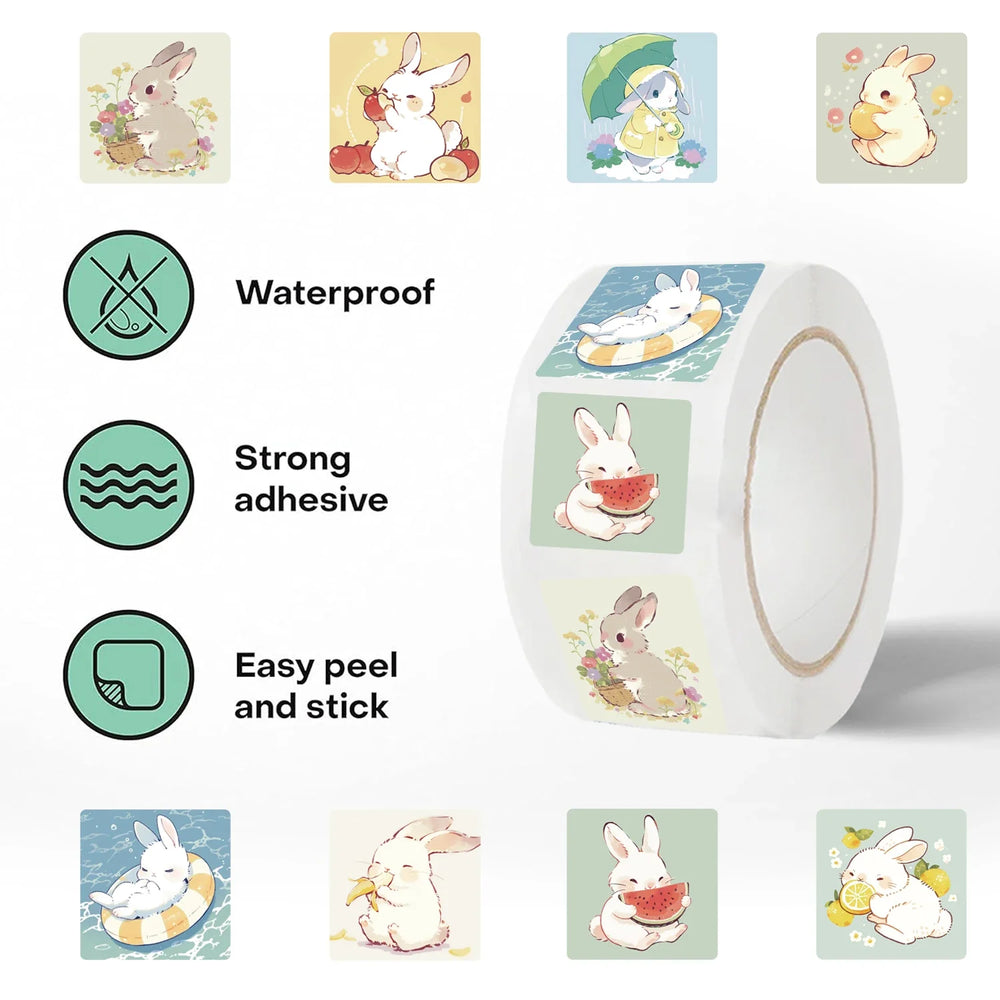 500Pcs/roll Cartoon Rabbit Stickers Adhesive Gift Sealing Labels Paper Animals Sticker Party Decoration Supplies (ONLINE ORDER ONLY)