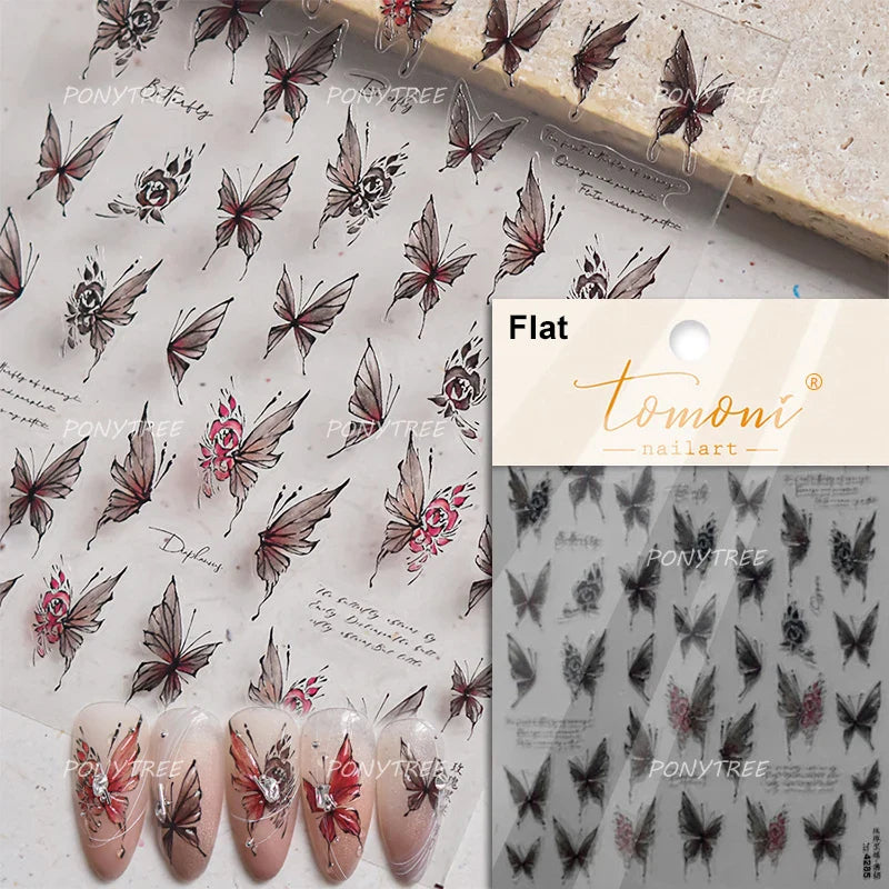 Colourful Butterfly Delicate Anmials Adhesive Nail Art Stickers Dreamy Winter Snowflake Rhinestone Manicure Decals Nail Supplies (ONLINE ORDER ONLY)