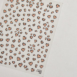 Flat Small Pink Brown Halo Dyeing Love Heart Geometric Leopard Shiny Jelly Chic Embossed Relief Nail Art Stickers Manicure Decal (Online Order Only)