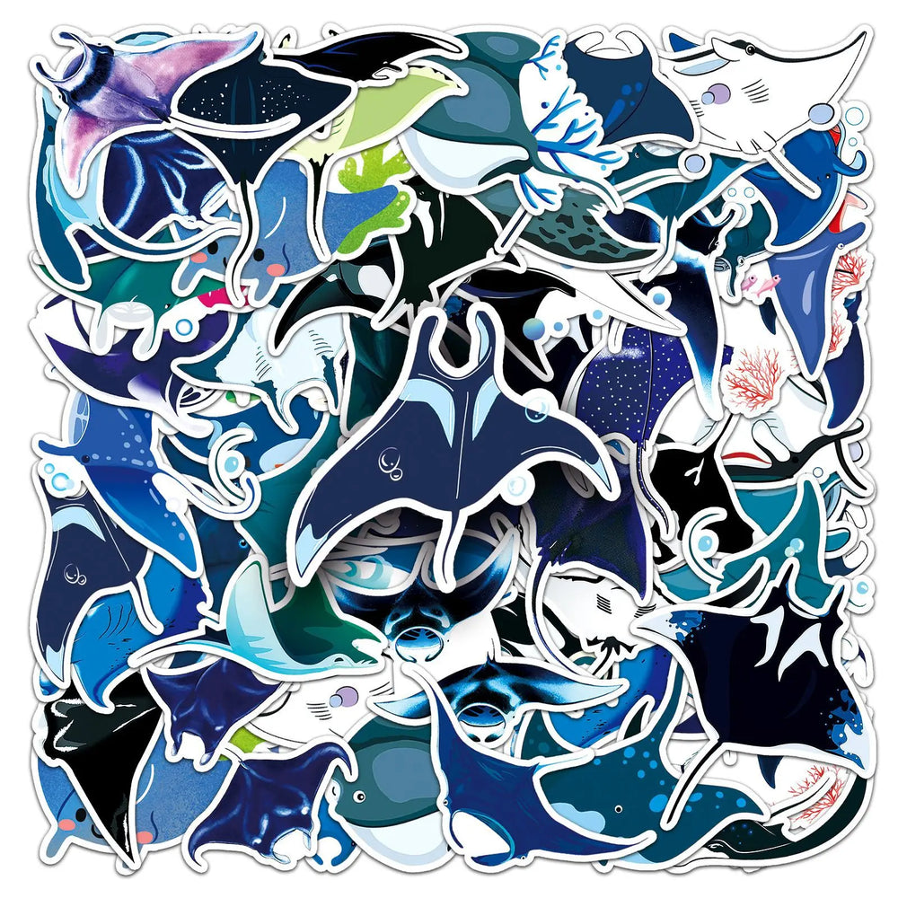 Mystery Stingray Cartoon Animal Stickers for Phone Laptop Luggage Skateboard Decals Gift (Online Order Only)