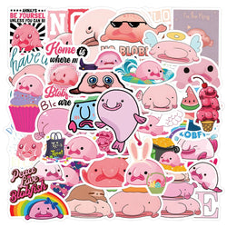 Blobfish Cartoon Stickers Pack - Cute Pink Animal Decals for Laptop, Suitcase, Phone, Scrapbook (ONLINE ORDER ONLY)