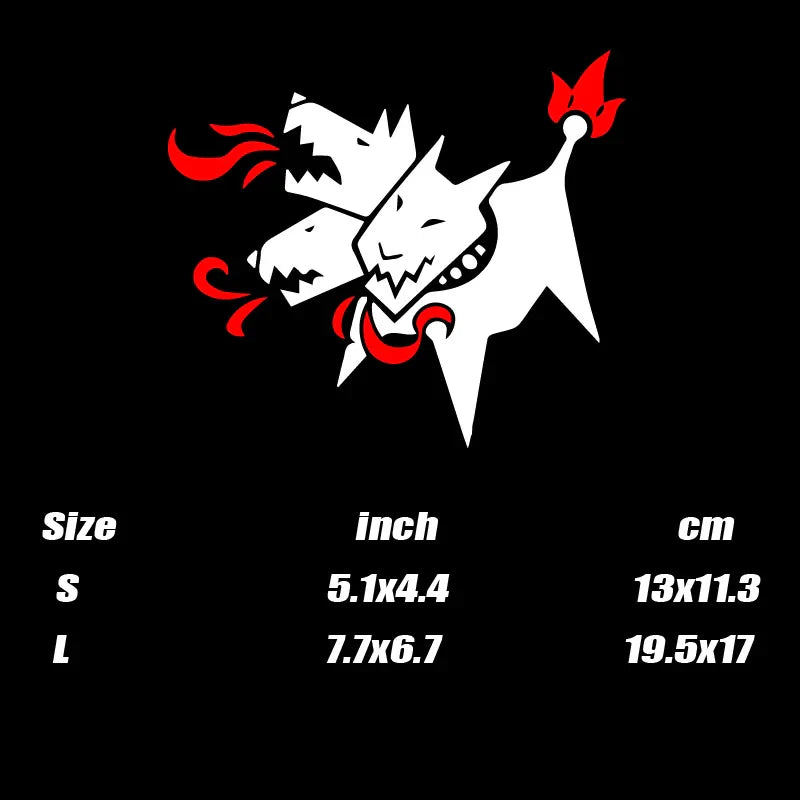 Cartoon Cerberus Stickers,cute&funny Three-headed dog brething fire,White and Black，For Cars, Trucks, Walls, Motorcycles (ONLINE ORDER ONLY)