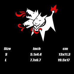 Cartoon Cerberus Stickers,cute&funny Three-headed dog brething fire,White and Black，For Cars, Trucks, Walls, Motorcycles (ONLINE ORDER ONLY)