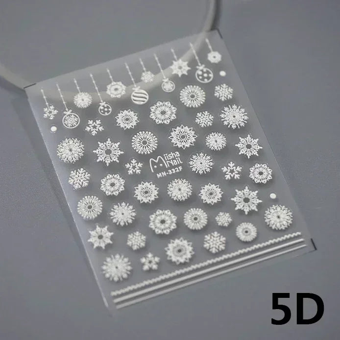 Snowman Apple Stars Gift Bell Snowflake Christmas Tree 3D Jelly Self Adhesive Nail Art Stickers Santa Claus Xmas Manicure Decals (ONLINE ORDER ONLY)