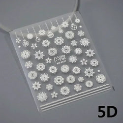 Snowman Apple Stars Gift Bell Snowflake Christmas Tree 3D Jelly Self Adhesive Nail Art Stickers Santa Claus Xmas Manicure Decals (ONLINE ORDER ONLY)