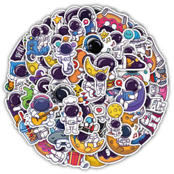 10/62PCS Exquisite Cute Cartoon Astronaut Stickers Laptop Computer Tablet Cup Notebook Phone Vinyl Decal for Kids Toy Gift (ONLINE ORDER ONLY)