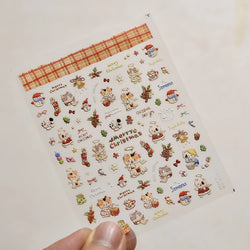 Cat Kitten Star Tree Bell Angel Bowknot Snowman Envelope Pinecone Bone Adhesive Nail Art Stickers Cup Rhinestone Manicure Decals (ONLINE ORDER ONLY)