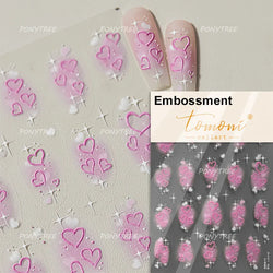 Punk Pink Leopard Print Love Heart Stars Bowknot Cool Girl 5D Self Adhesive Nail Art Stickers Ribbon Manicure Decals Wholesale (ONLINE ORDER ONLY)