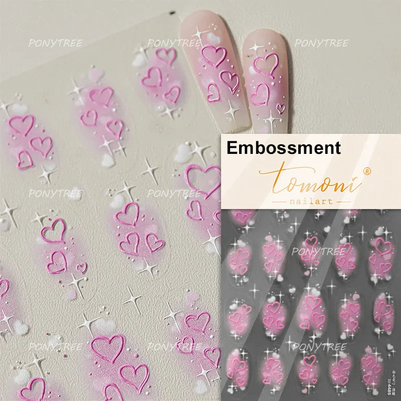 Line Love Heart Arc French Romantic Curve Punk Attitudinal Hollow Geometric Figure Adhesive Nail Art Stickers Manicure Decals (Online Order Only)
