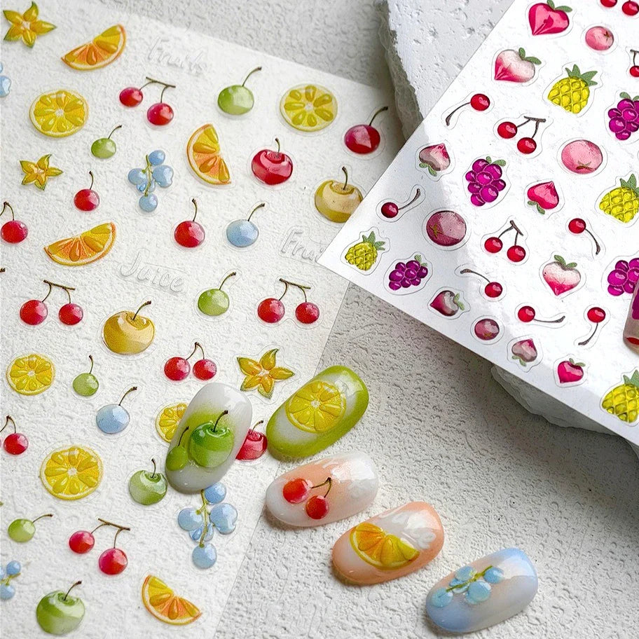 Carambola Grape Honey Peach Cherry Pineapple Pineapple Orange Apple Lemon Bromeliad Fruit Jelly Nail Art Sticker Manicure Decals (ONLINE ORDER ONLY)