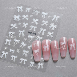 Gold Silver White Black Pink Blue Bowknot Ribbon Flat 3D Line Gird Strap Tie Elegant Charming Nail Art Stickers Manicure Decals (ONLINE ORDER ONLY)