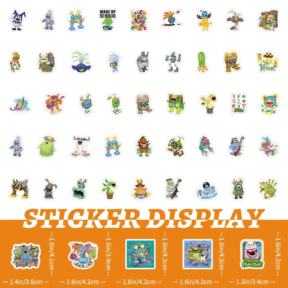 10/30/50/100pcs Game My Singing Monster Anime Stickers Decals Laptop Phone Notebook Guitar Skateboard Cool Waterproof Sticker (ONLINE ORDER ONLY)