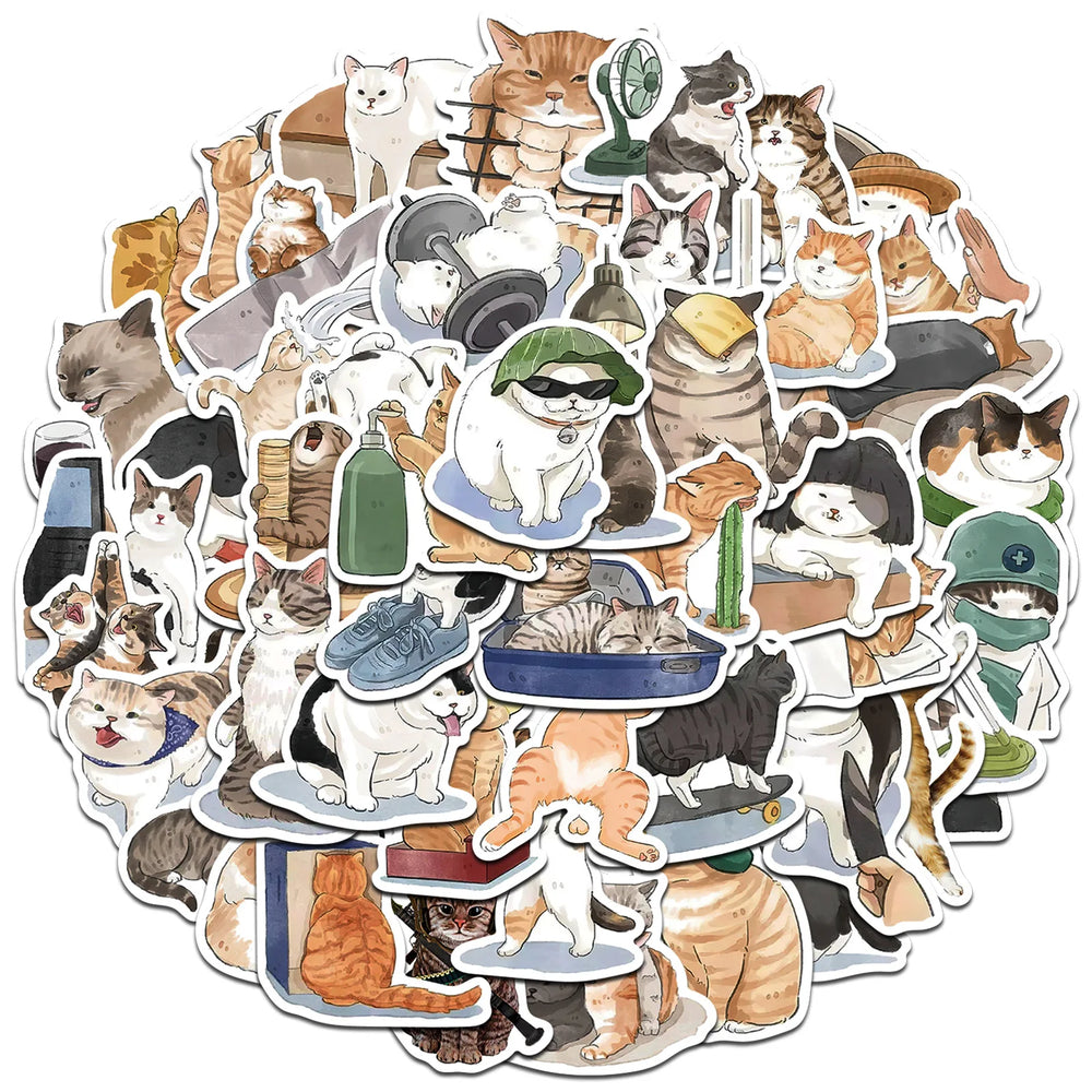 50PCS Cute Cartoon Cat Dog Sticker For Children Luggage Laptop IPad Cup Skateboard Journal Gift Waterproof Sticker Kids Stickers (ONLINE ORDER ONLY)