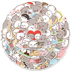10/60pcs Kawaii Cat Meme Cartoon Stickers DIY Kids Scrapbook Notebook Phone Laptop Fridge Guitar Luggage Sticker Toy (ONLINE ORDER ONLY)