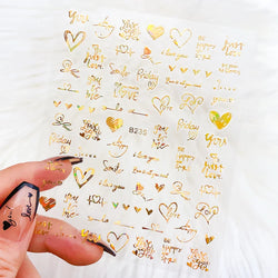 1PC Heart Love Design 3D Nail Art Sticker English Letter Self-Adhesive Slider Valentine's Day DIY Manicure Tips Accessories Tool (ONLINE ORDER ONLY)