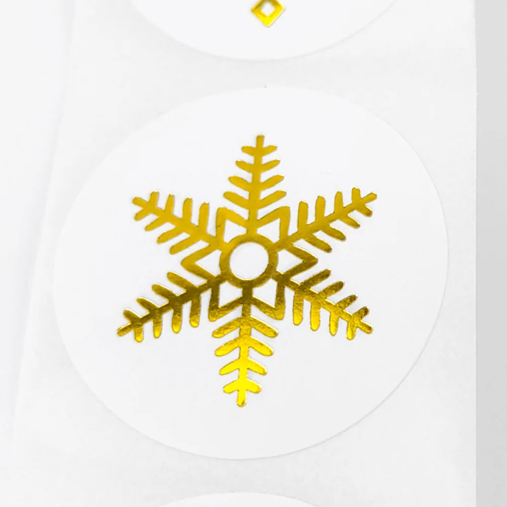 100-500Pcs Gold Snowflake Christmas Stickers Candy Bag Envelopes Sealing Label Christmas Gifts Box Decorations Sticker (ONLINE ORDER ONLY)