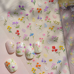 Dried Flower Lavender Bowknot Peony Pomegranate Flowers Bouquet Rose Chic Reliefs Self Adhesive Nail Art Stickers Manicure Decal (ONLINE ORDER ONLY)