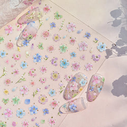 Colourful Dried Flower Petal Texture Peach Blossom Orchid Fragrant Bouquet 5D 3D Self Adhesive Nail Art Stickers Manicure Decals (ONLINE ORDER ONLY)