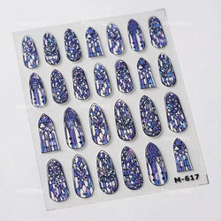 Green Blue Glass Butterfly Lily Flowers Star Line Water Droplet Charming Shiny Self Adhesive Nail Art Stickers Manicure Decals (ONLINE ORDER ONLY)