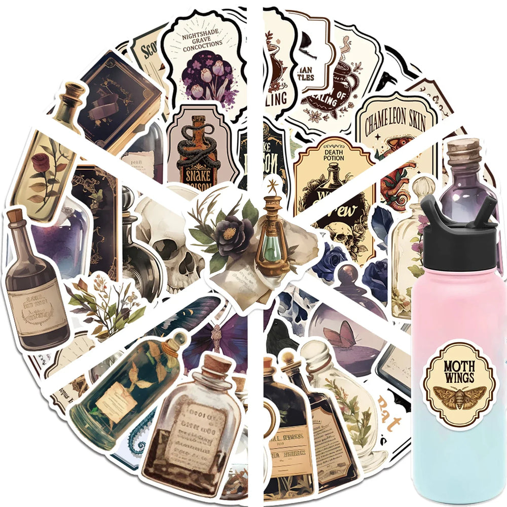 50PCS Cool Gothic Graffiti Skull Stickers Decals Kids Toy DIY Diary Suitcase Scrapbook Phone Laptop Bike Sticker (ONLINE ORDER ONLY)