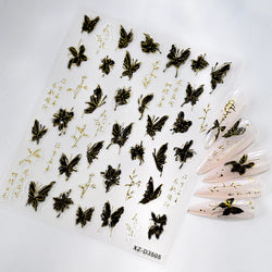 1pc Dark Red Butterfly Nail Art Stickers Retro Luxury Self Adhesive  Slider Holographic Glitter DIY 3D Nail Art Decal Decoration (ONLINE ORDER ONLY)