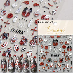 Cat Eye Halloween Terror Spider Cross Rose Love Heart Flower Snake Web Candy Bunny Thrilling Nail Art Stickers Manicure Decals (Online Order Only)