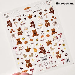 Charming Cherry's Cake Cute Bowknot Pink Blue Bear Flower Bouquet Strawberry Adhesive Nail Art Sticker Rhinestone Manicure Decal (Online Order Only)