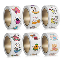 100-500Pcs 2.5cm Korean Cute Animal Stickers Roll for Envelope Praise Reward Student Kid Work Label Kawaii Stationery Seal Lable (Online Order Only)