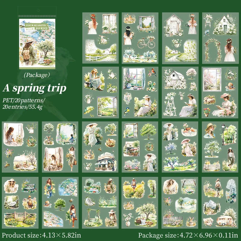 20 Sheets PET Die cut Stickers book Four Seasons Scenery Decorative handmade Scrapbooking Material Diary Album Craft Supplies (ONLINE ORDER ONLY)