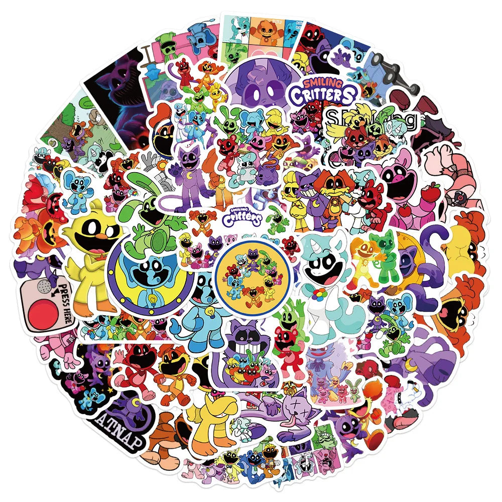 Horror Game Smiling Critters Stickers Waterproof Decals for Phone Laptop Luggage Skateboard Bike Fridge (Online Order Only)