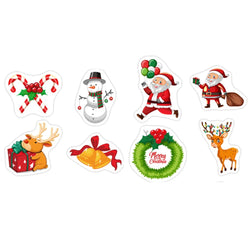100-500pcs Heterotypic Christmas Themed Elks Snowmans Santa Claus Bells Stickers 8 Designs DlY Graffiti Holiday Tag Stationery (ONLINE ORDER ONLY)