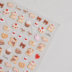 Bowknot Dog puppy Christmas Hat Strawberry Cake Food Coffee Cherry Love Heart Adhesive Nail Art Sticker Reliefs Manicure Decals (Online Order Only)