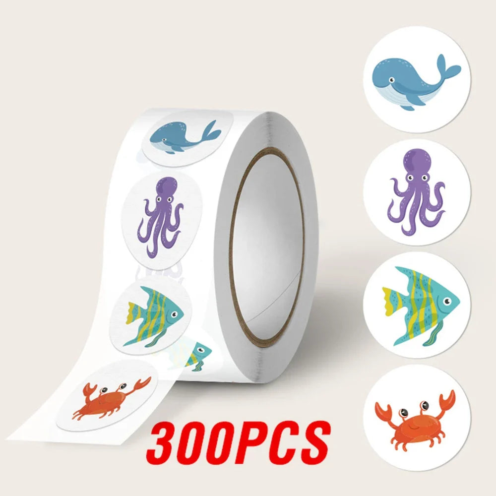 100-500pcs Cartoon Animal Reward Sticker Label Thank You Cute Game Sticker DIY Gift Sealing Label Decoration Supple (ONLINE ORDER ONLY)