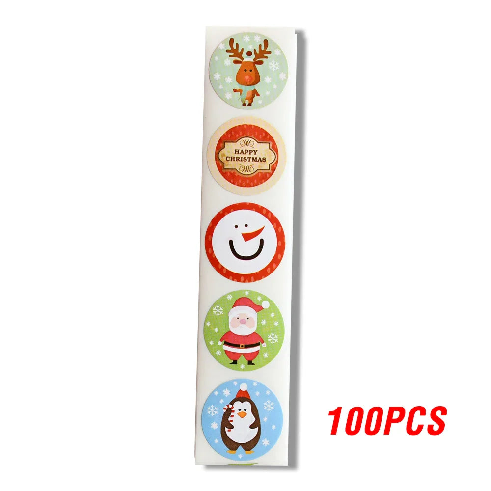 100-500pcs Merry Christmas DIY Handmade Sticker Package Thank You Label Sealing Stickers Party Festive Decor Supplies Children (ONLINE ORDER ONLY)