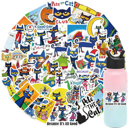 50PCS Kawaii Cute Pete The Cat Sticker Funny Cartoon Stickers For Decorative Scrapbook DIY Child Phone Stationery Supply for Kid (ONLINE ORDER ONLY)