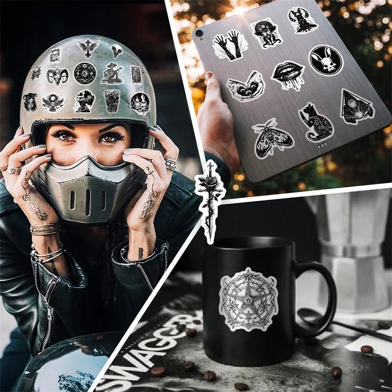 10/30/50PCS Gothic Skull Eyes Sticky PVC Sticker Aesthetic DIY Decoration Scrapbooking Hand Accounting Supplies for Kids (Online Order Only)