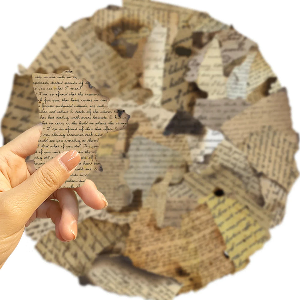 50pcs Retro Burned Phrase Stickers Vintage Fragments Decal for Notebook Envelope Skateboard Laptop Waterproof DIY Vinyl Sticker﻿ (ONLINE ORDER ONLY)