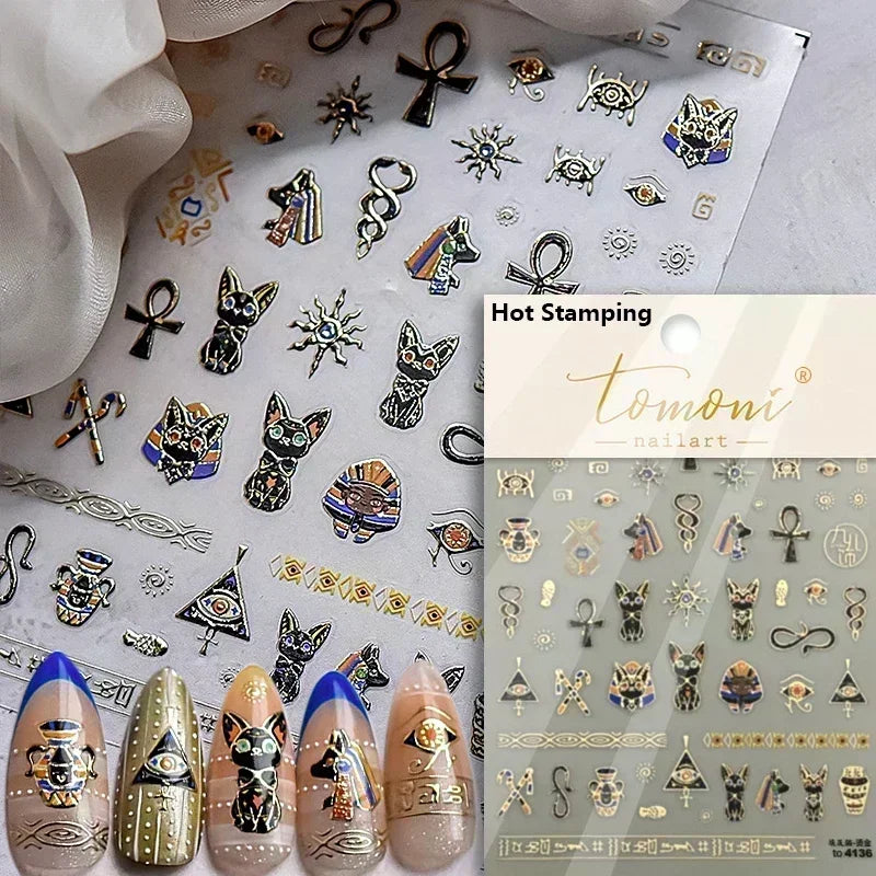 Dark Sword Coiled Snake Cross Butterfly Wing Starburst Starlight Gothic Reptile Animals Nail Art Sticker Festival Manicure Decal (ONLINE ORDER ONLY)
