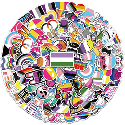 50/100pcs Colorful Cool Cartoon Rainbow LGBTQ Stickers For Laptop Phone Guitar Luggage Diary Waterproof Graffiti Vinyl Decals (ONLINE ORDER ONLY)