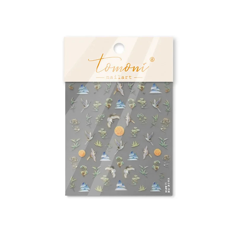 Autumn Fall Sunflower Rabbit Leaves Crane Rose Sun Mountain Hill Produce Good Harvests Cookie Nail Art Sticker Decoration Decals (ONLINE ORDER ONLY)