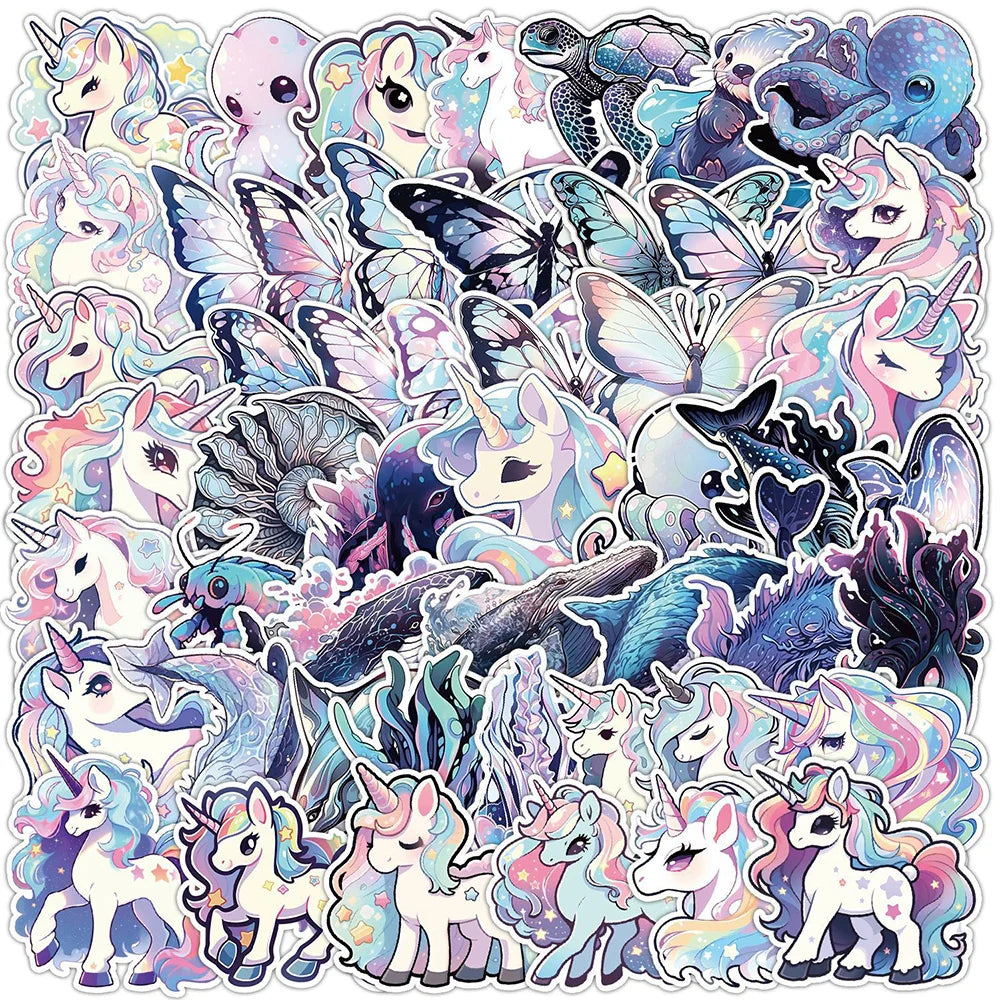 10/30/50pcs Cute Unicorn Graffiti Aesthetic Stickers Cartoon Decals Notebook Laptop Phone Suitcase Decoration Sticker Kids Toys (ONLINE ORDER ONLY)