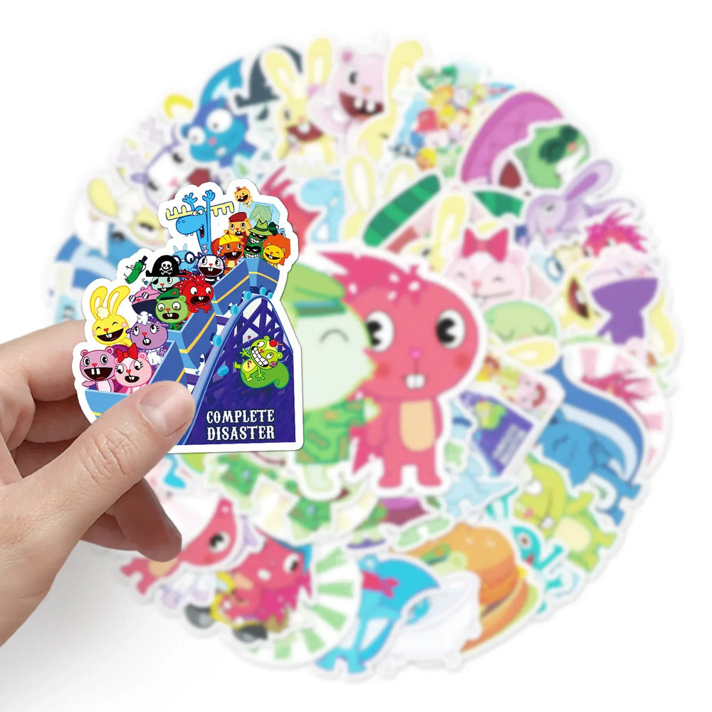 10/30/50pcs Cartoon Happy Tree Friends Stickers Laptop Bike Travel Luggage  Funny Graffiit Sticker Decals for Kids Toy Wholesale (ONLINE ORDER ONLY)