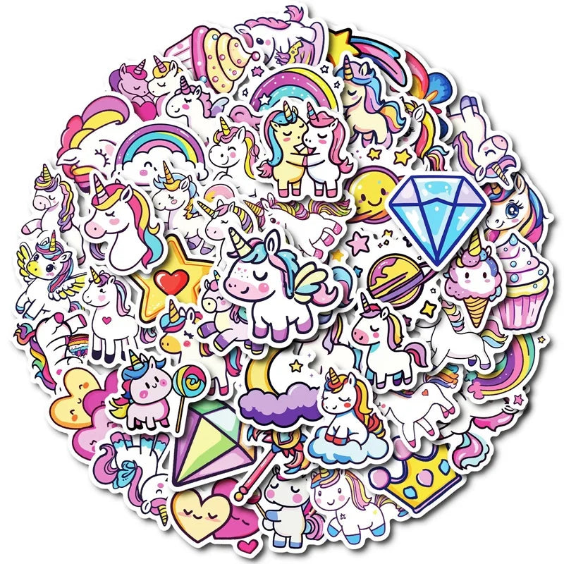 10/30/50PCS Kawaii Love Unicorn PVC Sticker Aesthetic DIY Korean Decoration Scrapbooking Hand Accounting Supplies for Kids (Online Order Only)