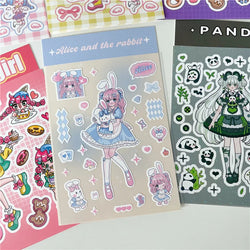 Cute Rabbit Panda Girl Stickers Diary Scrapbooking DIY Album Decoration Sticker Aesthetic Personalized Kawaii Korean Stationery (ONLINE ORDER ONLY)