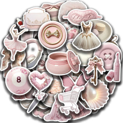 50pcs Cute Pink Ballet Girls Stickers Ins Style Decals DIY Decoration For Laptop Notebook Suitcase Laptop Phone Toys Gift (Online Order Only)