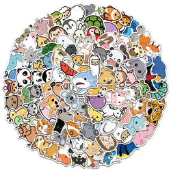 50/100pcs Cute Cartoon Little Animals Stickers Kids Toy Waterproof Graffiti For Laptop Water Bottle Phone Bicycle Car Decals (ONLINE ORDER ONLY)