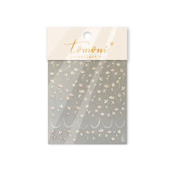 Mini Three Leaf Flower Magnolia Lotus Flower Stem Gradual Petal Line Arc Metal Sillver Delicate Nail Art Stickers Manicure Decal (Online Order Only)